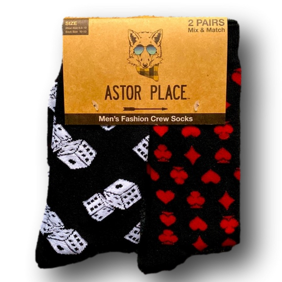 Astor Place Other - Astor Place Mens Fashion Crew Socks - Dice & Card Suits - Brand New